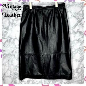 West Bay 90s 100% LEATHER Black Midi Pencil Skirt Women’s Medium